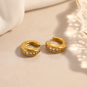 <b>Cuff</b> <b>Earrings</b> U Shaped 18k Gold Plated Diamond Channel Setting Ear Cartilage Clips - Product Image 3