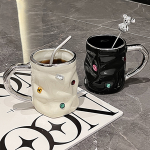 Nuova Tazza in Ceramica Artigianale con Gemme, Design Unico per <span class=keywords><strong>Caffè</strong></span>, Tazze Personalizzate per Feste, Moderna Tazza con Impugnatura - Product Image 6