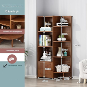 Juego de muebles de esquina de bambú que ahorran espacio: Librería, estante de almacenamiento, gabinete de esquina triangular y estantería estrecha - Product Image 6