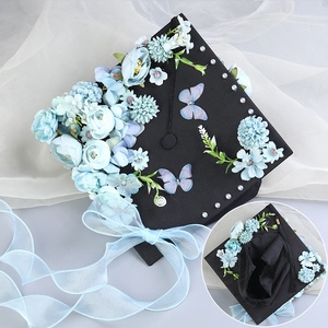 Décoration de toque de graduation florale faite main, créative et artisanale, avec <span class=keywords><strong>papillon</strong></span> et fleurs, pour la promotion 2026, idéale comme cadeau de remise de diplôme - Product Image 6