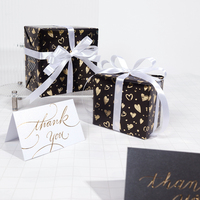 Papier d'emballage cadeau en silicone avec revêtement en feuille d'aluminium noir à motif étoile, nouveau design, 43x300cm, lot de 3 rouleaux