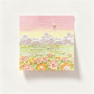 Colorful Flower Field Memo Pad With Pastel Sky And Crescent Moon Design 70 Sheets Per Pad For Office School Use - Product Image 1