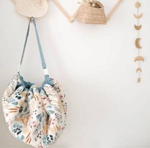 100% coton biologique conception personnalisée tapis de jeu sac de rangement de jouets pour enfants organisateur de stockage de jouets cordon Portable conteneur sac - Product Image 3