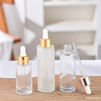 Flacon compte-gouttes rond vide en verre blanc, or, argent, transparent ou dépoli pour huiles essentielles, huiles capillaires, sérums et parfums, 20ml - 100ml