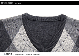 <span class=keywords><strong>Chaleco</strong></span> de Invierno Casual de Negocios para <span class=keywords><strong>Hombre</strong></span>, Suéter sin Mangas con Cuello en V, Diseño Transpirable de Punto con <span class=keywords><strong>Rombos</strong></span>, Nuevo Estilo - Product Image 6