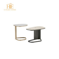 Furnitur Ruang Tamu Desain Baru Mewah Italia Meja Kopi Marmer Modern Set Meja Kopi Tengah Marmer Logam