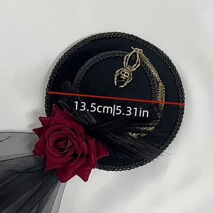 هالوين ستيمبانك والعتاد ريشة شبكة الظلام زهرة تأثيري قبعة هالوين أغطية الرأس الزينة - Product Image 4