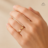 Cincin Perak Sterling 925 Berlapis Emas 14K dengan Zirkon Pink Persegi Model Fluted Band Setting Flush untuk Wanita Pernikahan