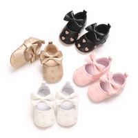 Chaussures pour bébé fille, brodées, premier amour, fermeture velcro, style princesse, grand nœud, tendance