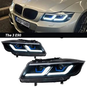 Adatto per <span class=keywords><strong>BMW</strong></span> <span class=keywords><strong>Serie</strong></span> 3 E90 05-12 Gruppo Fari Modificato con Luci Diurne a LED - Product Image 2