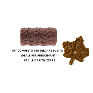 Kit macramè per principianti, corda di cotone marrone, anelli e perline, set decorativo fai da te per appendere piante - Product Image 2