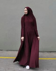 All'ingrosso vestito da donna musulmano con cappuccio Eid preghiera di un pezzo Abaya lungo Khimar completo Ramadan abito Abaya abbigliamento islamico - Product Image 5