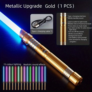 Versión Mejorada de la Espada Láser con Sensor de Gravedad 2 en 1, Espada Metálica de 15 Colores, Juguete Recargable, Espada Luminosa para Fiestas, Regalo de Halloween - Product Image 3