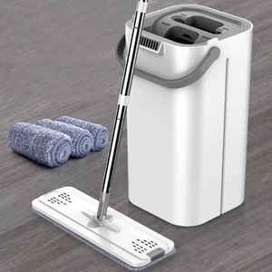 Flat Mop With Bucket Microfiber Rectangular Self Carrying Wet Dry Use - Product Image 1