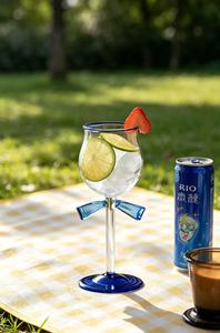 Offre Spéciale – Verre à vin bleu avec nœud, polyvalent pour jus et champagne, idéal pour mariages, fêtes, souvenirs d'entreprise, décoration de table, cadeau, <span class=keywords><strong>verrerie</strong></span> - Product Image 4
