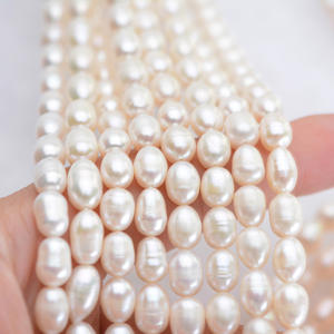 Collier de perles d'eau douce micro-perles de loisirs, forme de riz, semi-finies, rose clair intense, 5-6 mm, vente en gros - Product Image 4