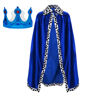 Costume de fête d'Halloween pour enfants et adultes, ensemble de cape en velours avec couronne de roi ou de prince pour se déguiser, CM215 - Product Image 4