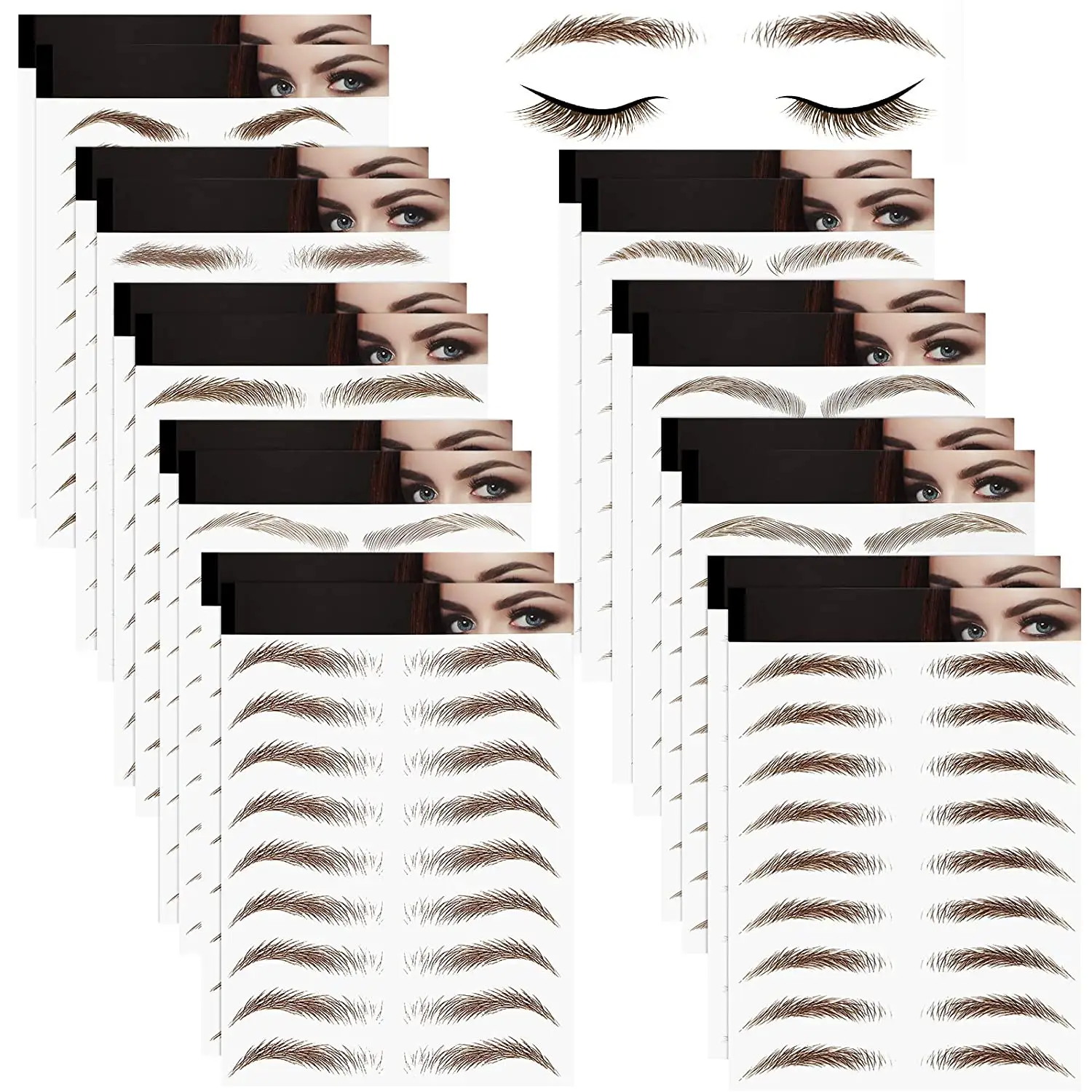 Black Eyebrows Tattoo Sticker 6D tattoo Eyebrows Long-lasting Waterproof,10 Popular Eyebrow Shapes,Lifelike Imitation Eyebrows