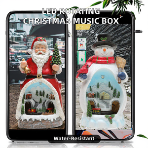 Factory Wholesale <b>Christmas</b> LED Lights Multifunctional Music <b>Box</b> Resin Rotating Decorations <b>Christmas</b> Ornaments - Product Image 3