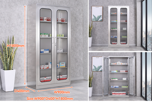 <span class=keywords><strong>Armoire</strong></span> de stockage de médicaments en acier inoxydable en métal pour armoires de stockage de <span class=keywords><strong>pharmacie</strong></span> pour hôpital de médecine avec porte en verre - Product Image 3