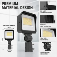 Reflector LED de Alta Luminosidad para Exteriores, 180LM/W, 15W/20W/35W, IP66, para Estadios, Estacionamientos, Iluminación de Fachadas, con Fotocélula