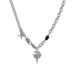 Nuova Collana con Ciondolo a Stella e <span class=keywords><strong>Luna</strong></span> in Stile Cubano Figaro per Uomo, Catene in Acciaio Inossidabile Punk, Gioielli Regalo - Product Image 1