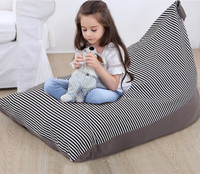 Fauteuil Poire Extra Large Gris Rayé Moderne et Moelleux avec Housse Amovible et Design Ajustable pour Enfants, Adolescents et Adultes - Rangement et Détente