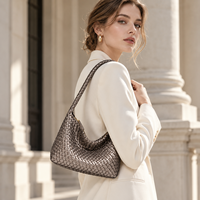 Sac Hobo Tissé Fait Main en Cuir PU pour Femmes, Sacs à Bandoulière, Sacs Sous le Bras, Sacs à Main pour Femmes, Logo Personnalisé, Vente en Gros