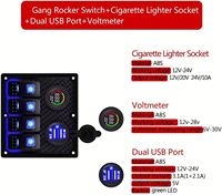 Panneau de commutation à 4 interrupteurs avec chargeur USB double 4,2 A, voltmètre 12V/20A 24V/10A, plaque en aluminium pour barre lumineuse LED, camping-car, bateaux, 4x4