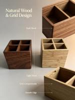 Boîte de rangement en bois à 4 compartiments, organisateur de bureau en bois massif avec séparateurs pour bijoux et bibelots