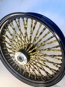 Juego de Ruedas de Motocicleta con Radios Cromados, Acabado Dorado, Llantas Delanteras y Traseras para Harley Touring Retrofit - Product Image 2
