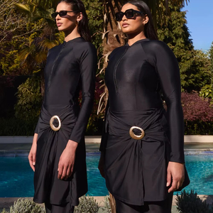 MLY Muslim costume da bagno stampato a maniche lunghe costume da bagno donna donna mare due pezzi costume da bagno burkini - Product Image 1