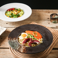 Schwarze Runde Keramik-Sushi-Platte, Langlebig, Hochtemperatur-Gebrannt, Geeignet für Westliche Vorspeisen, Desserts und Obstservierungen