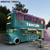Restaurant mobile coloré équipement de cuisine Double Decker Tour Bus Top Terrasse Double-Decker Bus Food Truck Trailer