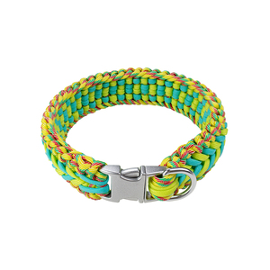 Geometric Braided Nylon Dog <b>Collar</b> With Metal Buckle Durable Fashion Style For Dogs - Product Image 5
