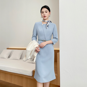 Vestido Midi Elegante de Lujo Ligero para Mujer, Estilo Profesional, Sofisticado, Entallado, Antiarrugas - Product Image 4