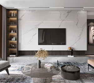 Mur de fond de télévision en pierre microcristalline pour salon de luxe, panneau mural moderne minimaliste en marbre de luxe - Product Image 3