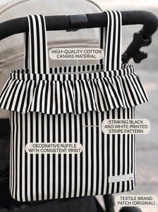 Organisateur de couches pour bébé de haute qualité avec rayures noires personnalisées, sac de rangement pour couches premium pour maman, sac de poussette - Product Image 3