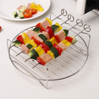 1 Ensemble de Grille de Barbecue avec Quatre Brochettes, Support Rond Multifonctionnel en Acier Inoxydable pour Friteuse à Air, Accessoires de Cuisine