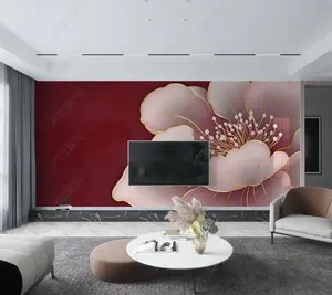 صورة مخصصة ورق حائط 3D جدارية Anaglyph أرجواني رومانسي الفاوانيا Tapety غرفة نوم أريكة غرفة المعيشة خلفية التلفزيون زخرفة الجدار