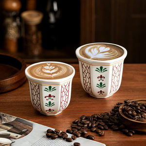 Nouvel arrivage de tasses à café Cawa <span class=keywords><strong>Kawa</strong></span> en céramique porcelaine à usage familial de style arabe de luxe traditionnel unique - Product Image 3