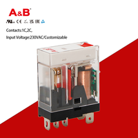 Relais électromagnétique miniature scellé A&B ABFT1CO730LT 12A 230V sur rail DIN 1NC avec bobine de relais de puissance, LED et interrupteur de test