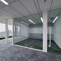 Cloison en verre dépoli et trempé-Mur en verre à cadre en aluminium pleine hauteur pour la conception de bureau moderne et la séparation de la pièce