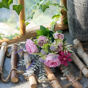 Arreglo de Flores Artificiales de Peonía y Rosa Lian, Tela Plástica Tejida, Decoración para Bodas y Hogar, Adorno para Colgar en la Pared CF02006 - Product Image 1