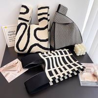 Motif rayé tricot tissu sac à main Chequer Design Eco petit sac à provisions laine Crochet fourre-tout sacs à main pour les femmes