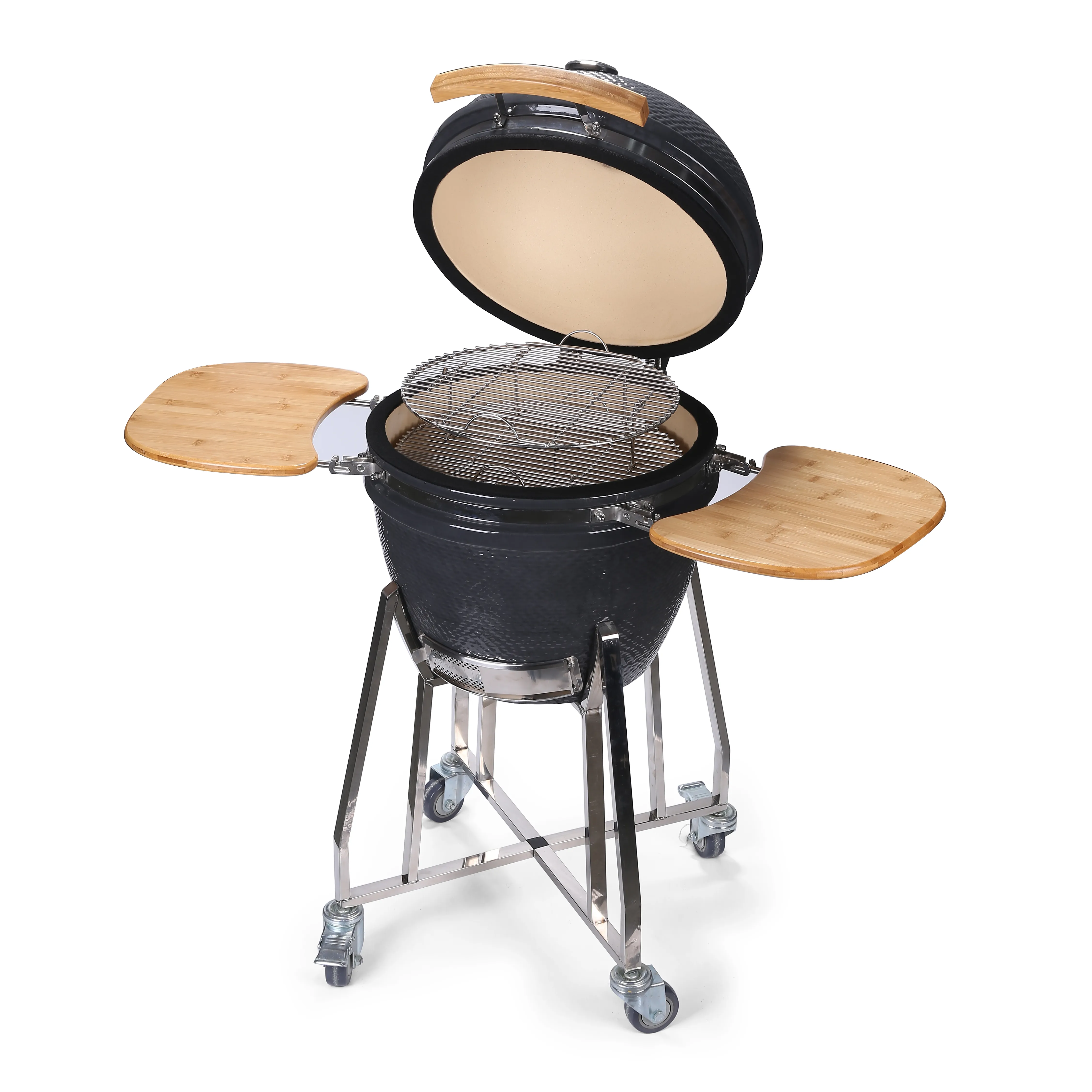 Barbecue Kamado brun noir gril de barbecue émaillé en porcelaine verte 18 pouces en céramique portable facilement nettoyé Kamado