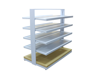 Soporte de exhibición de <span class=keywords><strong>centro</strong></span> de tienda de 4 estantes, estantes de Venta caliente, estantes de exhibición extraíbles con marco de hierro, soporte de góndola de tienda - Product Image 1