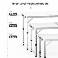 Table pliante en aluminium sûre et pliable avec pieds antidérapants pour le camping, la plage, les barbecues, les fêtes, résistante jusqu'à 80 kg