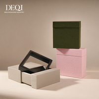 Boîte à tiroir en papier recyclé personnalisée DEQI, boîte coulissante, boîte d'emballage pour bijoux avec éponge ou boîte flottante transparente, boîtes en papier 9*9