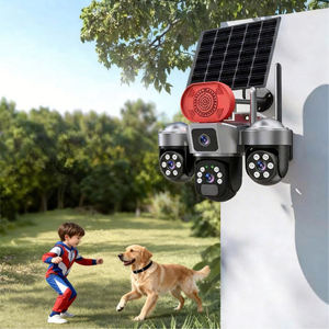 Caméra solaire à triple objectif avec klaxon d'alarme intégré, caméra de sécurité extérieure PTZ 360° couleur nuit, V380 Pro, surveillance de la ferme et du jardin - Product Image 4